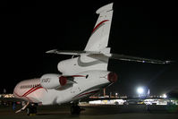 N748FJ @ YMAV - Night-time close-cropped rear Port side view of Dassault Falcon 7X N748FJ Cn 48 on static display at the Avalon Airshow on 04Mar2011. This was a Dassault/Falcon Jet Demo aircraft. I also saw this aircraft at the Paris Air Show at Le Bourget on 24Jun2011. - by Walnaus47