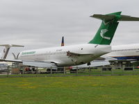 EZ-A102 @ EGBP - Ex-Turkmenistan Airlines Boeing 717 in the budget airline scrapyard at Kemble being parted out. - by Chris Holtby