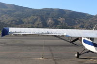 N6094D @ SZP - 1958 Piper PA-18A 150 SUPER CUB, Lycoming O-320 150 Hp, wing Micro Vortex Generators closeup, leading edge AND near trailing edge-(that is a FIRST!) - by Doug Robertson