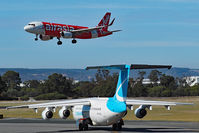 PK-AZF @ YPPH - Airbus A320-216 Air Asia PK-AZF final Rwy 03, with BAE 146 Cobham VH-NJU waiting to line up. YPPH 050518.