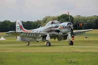 F-AZDP @ LFFQ - Douglas AD-4NA Skyraider, Taxiing to parking area, La Ferté-Alais airfield (LFFQ) Airshow 2015 - by Yves-Q