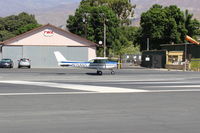 N704UT @ SZP - 1976 Cessna 150M, Continental O-200 100 Hp, holding short Runway 22 - by Doug Robertson
