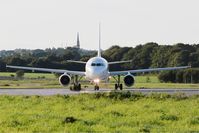 F-GUGG @ LFRB - Airbus A318-111, Lining up rwy 07R, Brest-Bretagne airport (LFRB-BES) - by Yves-Q