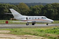 F-GSLZ @ LFRU - Dassault Falcon 10, Lining up rwy 22, Morlaix-Ploujean airport (LFRU-MXN) - by Yves-Q