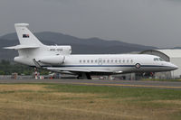 A56-002 @ YSCB - Stbd view of RAAF 34 Sqn Dassault Falcon 7X Serial A56-002 Cn 284, shown about to taxy across Rwy 17/35 at Canberra International Airport (YSCB) on 03Nov2019. Three new Falcon 7X Bizjets have replaced the 3 Challenger 601s previously operated by 34 Sqn.