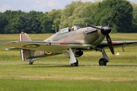 F-AZXR @ LFFQ - Hawker Hurricane Mk.IIa, Taxiing, La Ferté-Alais airfield (LFFQ) Airshow 2015 - by Yves-Q