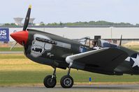 F-AZKU @ LFPB - Curtiss P-40N Warhawk, Taxiing to parking area, Paris-Le Bourget (LFPB-LBG) Air show 2015 - by Yves-Q