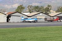 N8667H @ SZP - 1947 North American NAVION, Continental IO-520 285 Hp upgrade, taxi back after landing on Rwy 22 - by Doug Robertson