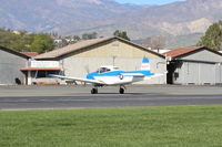 N8667H @ SZP - 1947 North American NAVION, Continental IO-520 285 hp upgrade, taxi off runway 22 - by Doug Robertson