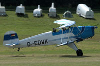 D-EDWK @ EDST - CASA 1-131E Jungmann landing at Hahnweide airfield, Germany. OTT 2019 - by Van Propeller