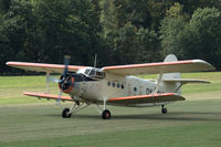 OK-GIC @ EDST - Antonov (PZL-Mielec) An-2TD taxiing at Hahnweide airfield, Germany. Note the elaborate paint-work on the fuselage! OTT 2019