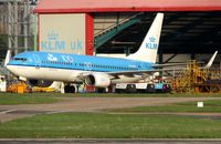 PH-BXV @ EGSH - Roodborstje being pulled from KLM UK Engineering after maintenance.