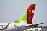 CS-TPV @ LFBD - Embraer 190LR, Tail close up view, Bordeaux Mérignac airport (LFBD-BOD) - by Yves-Q