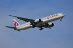 A7-BEU @ EGLL - Boeing 777-3DZ/ER on finals to London Heathrow.