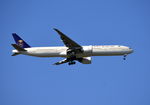 HZ-AK34 @ EGLL - Boeing 777-3FG/ER on finals to London Heathrow. - by moxy