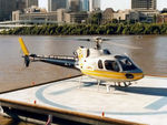 VH-ECZ @ YTEK - Squirrel AS350B VH-ECZ Cn 1372 on the Helipad YTEK on the Brisbane River during Expo 88 on 30Jun1988. The helicopter is wearing Expo 88 logos, operated by City and Country Helicopters (Official World Expo 88 Helicopter Service). - by Walnaus47