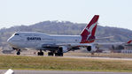 VH-OEJ @ YSCB - Qantas B747-438 VH-OEJ Cn 32914 rolling out at Canberra International Airport YSCB on Rwy 17 on 17Jul2020 - ending the last ever Qantas Boeing 747 Passenger Flight. The aircraft flew from Kosciuszko NP before orbiting Canberra and returning to YSCB.