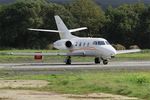 F-GSLZ @ LFRU - Dassault Falcon 10, Lining up rwy 22, Morlaix-Ploujean airport (LFRU-MXN) - by Yves-Q