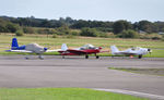 G-BXRF @ EGFH - Resident Super Emeraude G-BXRF with G-CERK and G-SNOZ - by Roger Winser