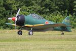 F-AZZM @ LFFQ - North American AT-6B Texan, Landing, La Ferté-Alais airfield (LFFQ) Airshow 2015 - by Yves-Q
