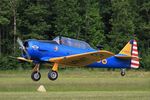 F-HLEA @ LFFQ - North American T-6G Texan, Take off, La Ferté-Alais airfield (LFFQ) Air show 2015 - by Yves-Q