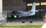 G-CBML @ EGFH - Isle of Scilly Skybus Twin Otter aircraft being weighed at Swansea Airport. - by Roger Winser