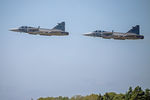 39294 @ ESDF - A pair of Gripen take at Kalling Air Base, Ronneby. - by Roger Hallman