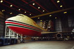 JY-AFA @ EHAM - Roll-out of a freshly painted Alia - Royal Jordanian Airline Boeing 747-2D3B from a KLM hangar at Schiphol-Oost, 1983. Compare to previous image taken 4 weeks earlier. - by Van Propeller