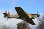 R4229 - Hawker Hurricane Mk 1 replica in Alexander Gardens, Windsor, Berkshire. A memorial to the designer Sir Sidney Camm who was a Windsor resident. The markings are those of Squadron Leader John Grandy, Battle of Britain pilot who also spent time in Windsor. - by moxy