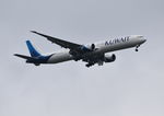 9K-AOE @ EGLL - Boeing 777-300/ER on finals to 9R London Heathrow.