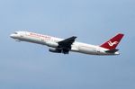 TC-GEN @ EDDL - Birgenair B752 taking-off. Aircraft crashed 6 Feb 1996 at POP - by FerryPNL