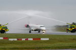 G-SAJC @ EGSH - Norwich City Football Club, receives a salute from the Airport. - by Graham Reeve