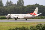 HB-IZH @ LFRB - Saab 2000, Lining up rwy 25L, Brest-Bretagne airport (LFRB-BES) - by Yves-Q