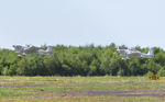 G-EGRV - Raven 3 leading Raven 5 departing Runway 10. - by Roger Winser