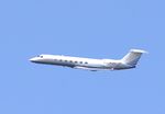 B-KVC - Metrojet Gulfstream G550 over Ware, Herts turning for Stansted Airport. - by Chris Holtby