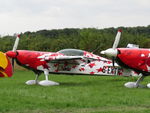 G-EXTR @ EGMJ - Lined up with the Global Stars team at Little Gransden Airshow 2021 - by Chris Holtby