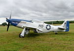 G-BIXL @ EGMJ - 1944 Mustang 'Miss Helen' parked before its display at the Little Gransden Airshow 2021 - by Chris Holtby
