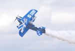 G-JPIT @ EGMJ - Pitts Special performing the 'knife edge' at low level past the admiring crowd at the Little Gransden Airshow 2021 - by Chris Holtby