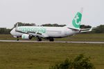 F-HTVF @ LFRB - Boeing 737-8K2, Reverse thrust landing rwy 25L, Brest-Bretagne Airport (LFRB-BES) - by Yves-Q