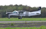 G-SYLV @ EGFH - Visiting Grand Caravan departing Runway 10 with a lift of skydivers - by Roger Winser