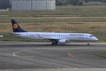 D-AEBE @ LFBO - Embraer ERJ-195LR, Lining up rwy 14R, Toulouse-Blagnac Airport (LFBO-TLS) - by Yves-Q