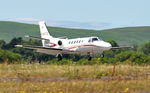 2-WOOD @ EGFH - Visiting Citation Bravo operated by Horizon Air arriving Runway 04 from Faro, Portugal. - by Roger Winser