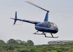 G-MCAZ @ EGFH - Visiting R44 departing. - by Roger Winser