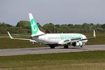 F-HUYB @ LFRB - Boeing 737-8JP, Reverse thrust landing rwy 07R, Brest-Bretagne airport (LFRB-BES) - by Yves-Q
