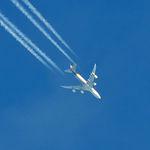 N614UP @ EGFH - OTT. UPS Boeing freighter Eastbound to Cologne at 35000 feet seen from the airport.. - by Roger Winser