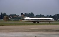YU-AHF @ EGBB - YU-AHF arriving at Birmingham airport, BHX, EGBB, UK on Saturday 26th June 1976. A very hot day and the aircraft is shown with the braking arrester chute deployed. My photo. - by Paul Carpenter