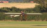 G-AANG @ EGTH - She flies! Admittedly not very high and not very far but the Bleriot lifts off for the crowds at the VIntage Airshow at Old Warden 2023. - by Chris Holtby
