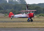 N5057V @ EGFH - Visiting Stearman Kaydet departing Runway 28. - by Roger Winser