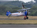 G-IIIY @ EGFH - Visiting Boeing Stearman Kaydet departing Runway 28. - by Roger Winser