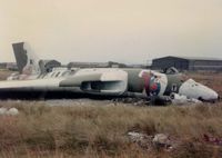 XL392 - Avro Vulcan XL 392 at the fire dump at RAF Valley - by Ian Miles